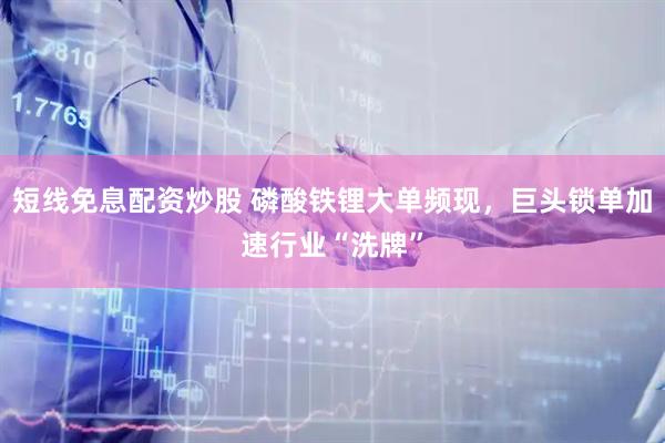 短线免息配资炒股 磷酸铁锂大单频现，巨头锁单加速行业“洗牌”