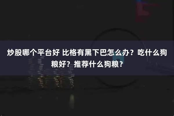 炒股哪个平台好 比格有黑下巴怎么办？吃什么狗粮好？推荐什么狗粮？